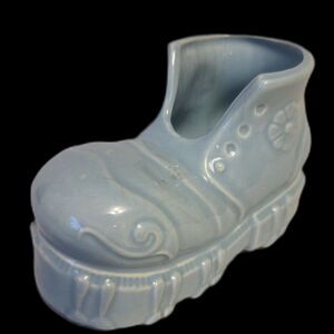 Vintage 40's Funky Ceramic Blue Baby Boot Planter Cameron Clay USA‎ MCM